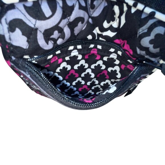 Vera Bradley Women’s Black & Pink Quilted Floral Patterned Crossbody Bag Sz S - Picture 9 of 13
